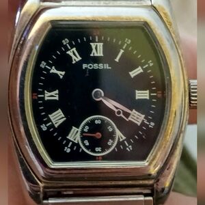 Vintage Fossil Silver and Black Watch.